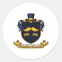 Handlebar Moustache Gentleman's Round Sticker