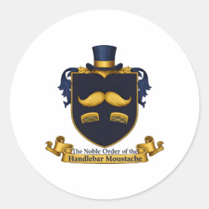 Handlebar Moustache Gentleman's Round Sticker