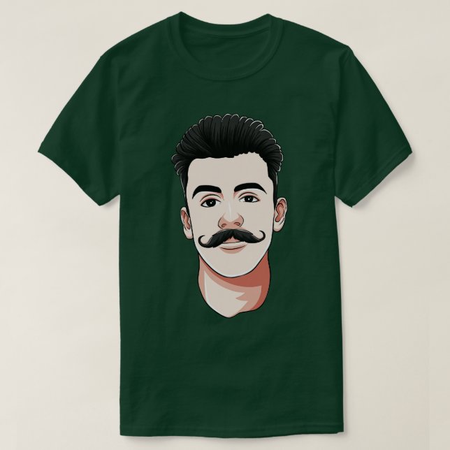 Handlebar Moustache Man Hipster Facial Hair T-Shirt (Design Front)