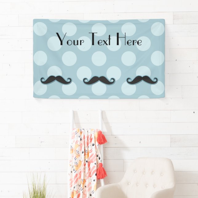 Handlebar Moustache, Polka Dots - Black Blue Banner (Insitu)