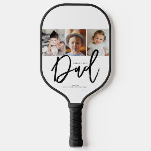 Handletter World’s Best Dad Custom Photo Collage  Pickleball Paddle