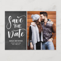 Handlettered Script Chalkboard Photo Save the Date