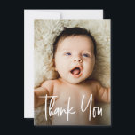 Handlettered script Custom Baby Photo and message Announcement<br><div class="desc">Create a heartfelt keepsake with this Custom Baby Photo Thank You Card (4.5 x 6.25"). Featuring editable message fields, a modern script "Thank you" overlay, and room for your baby's photo, this flat card is both stylish and meaningful. Optional envelopes and paper finishes available to suit your style. *Digital download...</div>