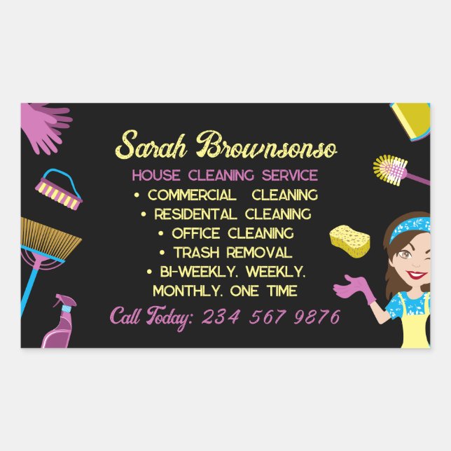 Handlettering Cleaning Housekeeper Rectangular Sticker (Front)