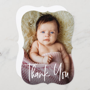 Handlettering Custom Baby Girl Shower Photo Modern Thank You Card