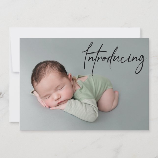 Handlettering Introducing Custom Baby Photo  Announcement (Front)