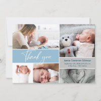 Handlettering Modern Blue Multi Photo Baby Shower