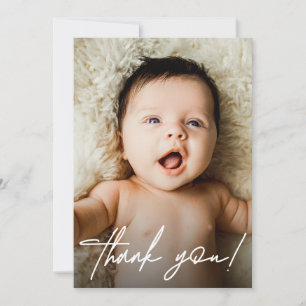 Handlettering Modern Script Baby Shower Photo Thank You Card