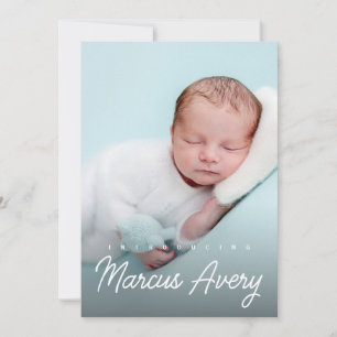 Handlettering Name Vertical Photo Baby Boy Announcement