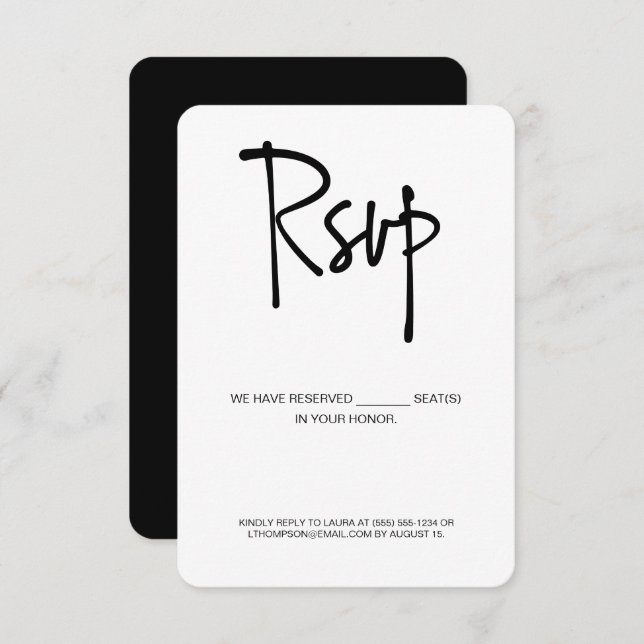 Handlettering RSVP Reserved Seat electronic reply (Front/Back)