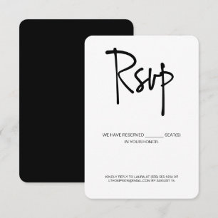 Handlettering RSVP Reserved Seat electronic reply Card
