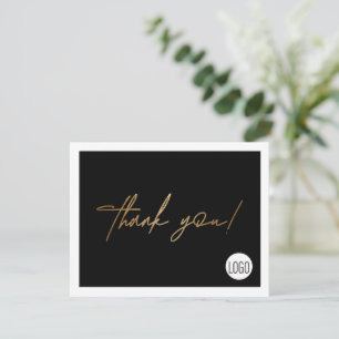 Handlettering Script Black Gold Business logo Thank You Card