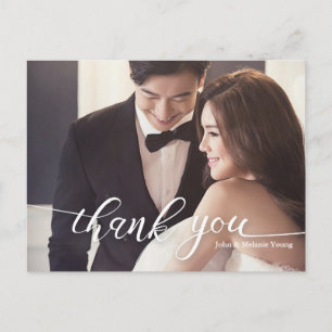 HANDLETTERING SCRIPT WEDDING THANK YOU ANNOUNCEMENT POSTCARD