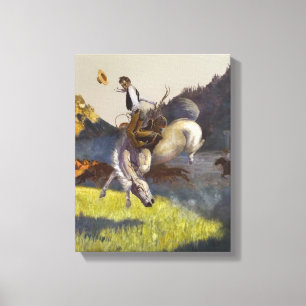 “Handling Some Tough Ones” Western Art Canvas Print