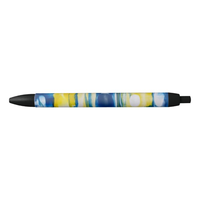 handmade artwork/Bule and yellow  Black Ink Pen (Front)