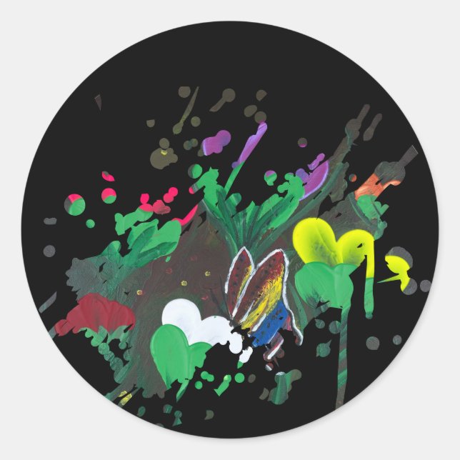 Handmade artwork - Butterfly Bolssom Classic Round Sticker (Front)