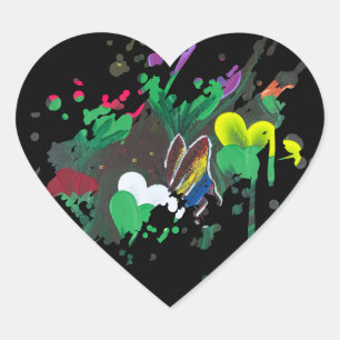 Handmade artwork - Butterfly Bolssom Heart Sticker