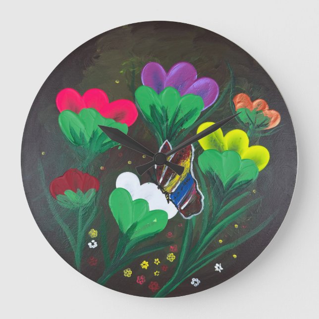  Handmade artwork - Butterfly Bolssom Large Clock (Front)