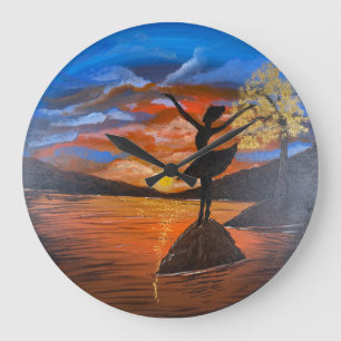 Handmade artwork / Dancing with sunso Large Clock