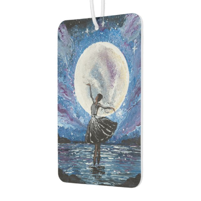 Handmade artwork- dancing with the moon  car air freshener (Left)