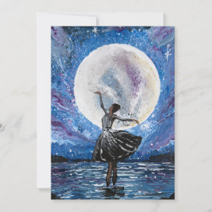 Handmade artwork- dancing with the moon holiday card