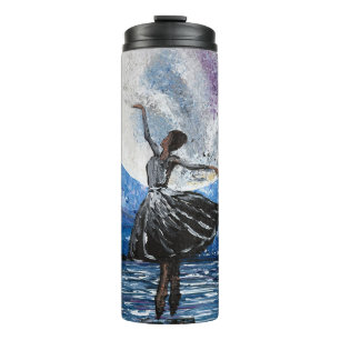 Handmade artwork- dancing with the moon  thermal tumbler