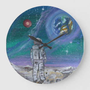 Handmade artwork- Earth view Large Clock