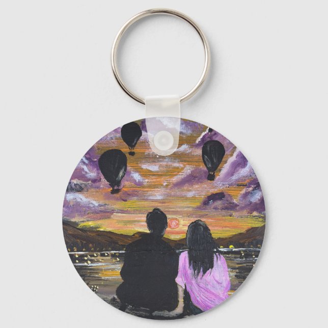 Handmade Artwork – Sunset Together Key Ring (Front)