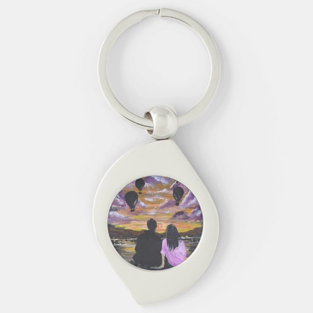 Handmade Artwork – Sunset Together Key Ring (Front)