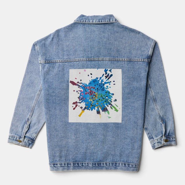 Handmade artwork-    The Flower Wheel Denim Jacket (Back)