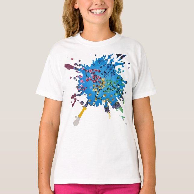 Handmade artwork-    The Flower Wheel T-Shirt (Front)