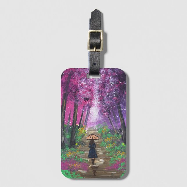 Handmade artwork-Walking alone  Luggage Tag (Front Vertical)