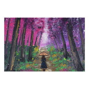 Handmade artwork-walking alone  poster