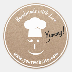 Handmade Bakery Pastry Chef Rustic Kraft Classic Round Sticker