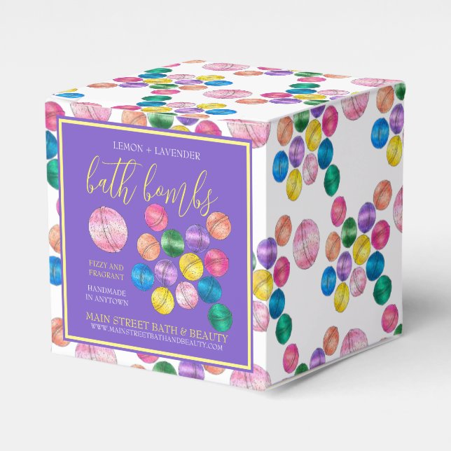 Handmade Bath Beauty Business Shower Bombs Label Favour Box (Front Side)