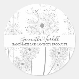 Handmade Bath Beauty Products Illustrated Flower Classic Round Sticker