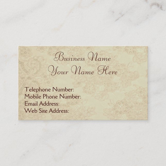 Handmade Beaded Lace-effect Business Cards (Front)