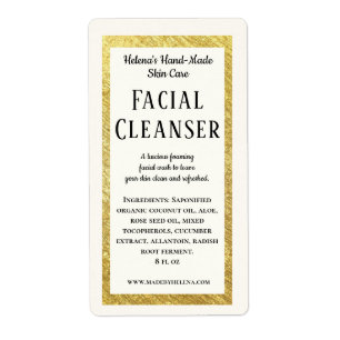 Handmade Beauty Facial Cleanser Product Label