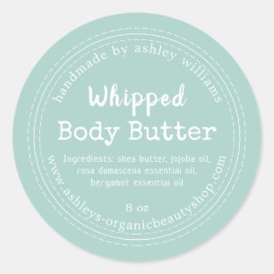 Handmade Body Butter Blue Organic Jar Label