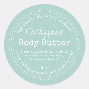 Handmade Body Butter Blue Organic Jar Label