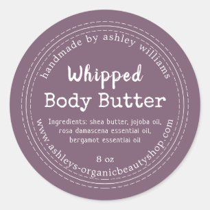 Handmade Body Butter Dark Purple Organic Jar Label