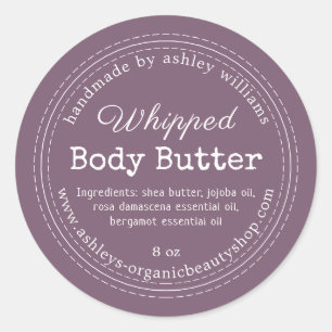 Handmade Body Butter Dark Purple Organic Jar Label