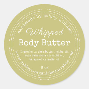 Handmade Body Butter Green Organic Jar Label