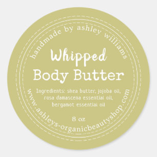 Handmade Body Butter Green Organic Jar Label