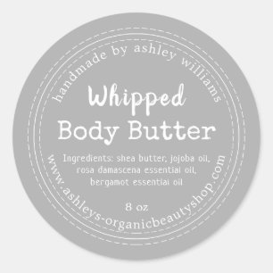 Handmade Body Butter Grey Organic Jar Label