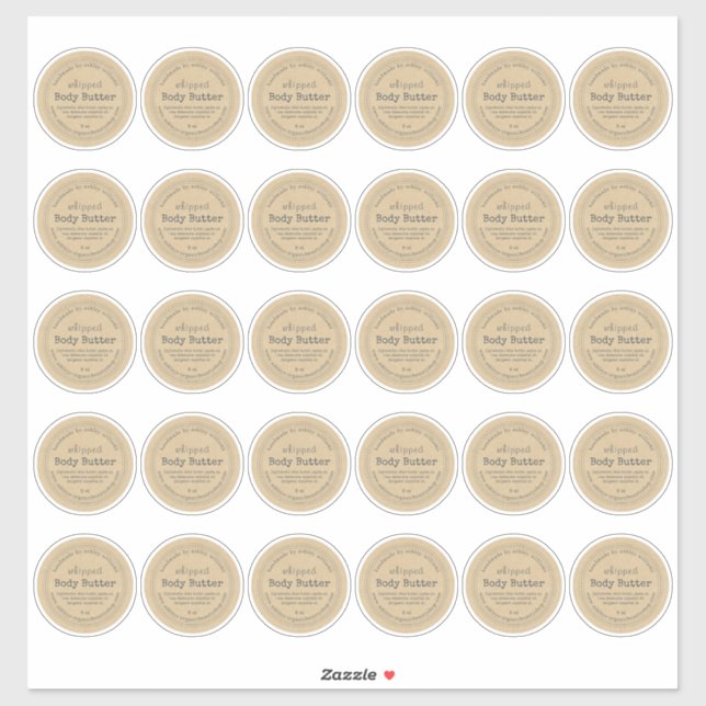 Handmade Body Butter Kraft Paper 2 inch Sticker (Sheet)
