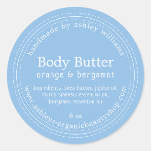 Handmade Body Butter Organic Business Blue Classic Round Sticker