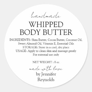 Handmade Body Butter Organic Business Classic Round Sticker