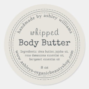 Handmade Body Butter Organic Business Grey Classic Round Sticker