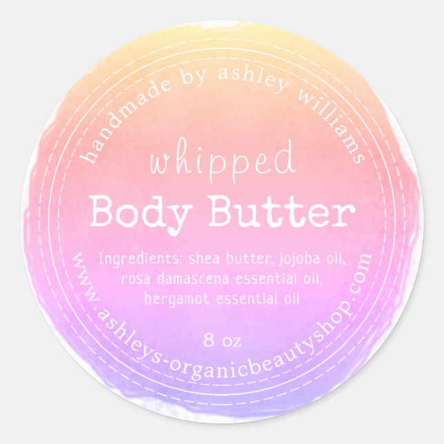 Handmade Body Butter Organic Business Ipanema Classic Round Sticker (Front)